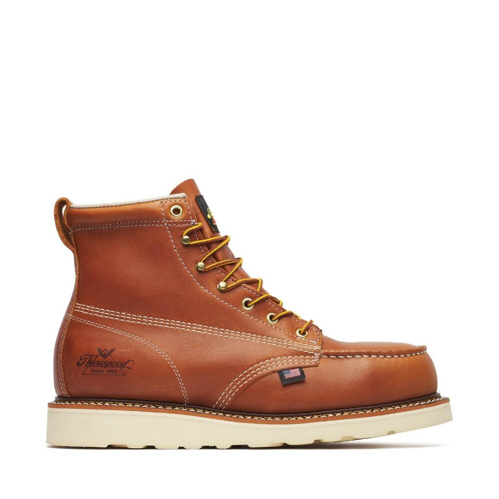 NEW Thorogood Mens sz 11 American Heritage 6” Moc Toe Tobacco Brown Leather Boot - Picture 4 of 9